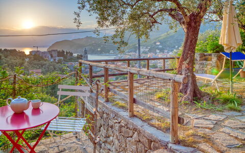 Il Frantoio Del Mesco - Levanto: Plant, Tree, Landscape, Table, Outdoor Furniture, Outdoor Table, Sun, Sunset, Sunrise