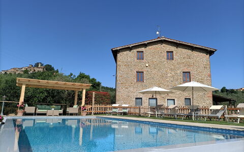 Villa Claudia: Water, Sky, Property, Plant, Azure, Swimming Pool, Tree, Building, Composite Material, Real Estate