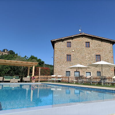 Villa Claudia: Water, Sky, Property, Plant, Azure, Swimming Pool, Tree, Building, Composite Material, Real Estate