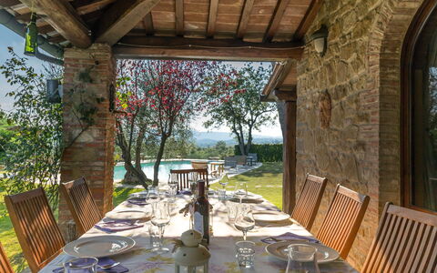 Villa Poggiospinoso: Property, Building, Porch, Real Estate, House, Room, Restaurant, Estate, Interior Design, Tree