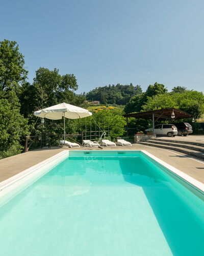 Grezzano Villa: Water, Plant, Sky, Property, Swimming Pool, Tree, Azure, Shade, Body Of Water, Grass
