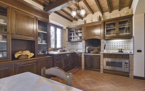 Villa Di Corazzano: Countertop, Cabinetry, Furniture, Property, Kitchen Appliance, Kitchen, Home Appliance, Kitchen Stove, Drawer, Wood