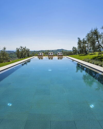 Villa Di Corazzano: Water, Plant, Sky, Water Resources, Property, Swimming Pool, Tree, Azure, Natural Landscape, Building