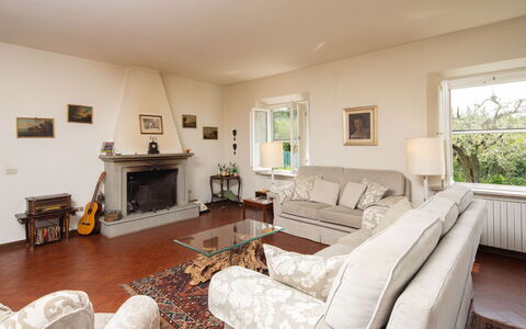 Villa Lastra: Couch, Furniture, Picture Frame, Plant, Window, Table, Living Room, Houseplant, Interior Design, Floor