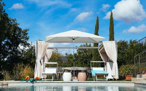Villa Castiglioni: Water, Cloud, Sky, Plant, Building, Umbrella, Shade, Tree, Outdoor Furniture, Swimming Pool