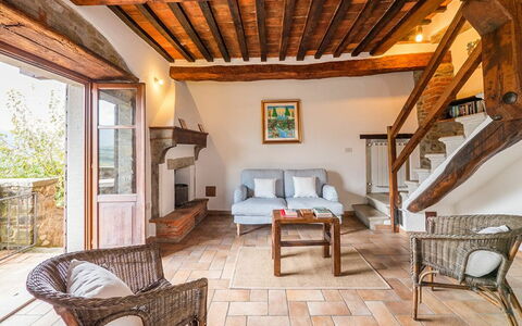 Villa Taragnano: Building, Furniture, Window, Chair, Wood, Living Room, Couch, Interior Design, Flooring, Table