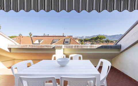 Casa Serchio: Building, Daytime, Property, Light, Shade, Table, Wood, Chair, Architecture, Lighting