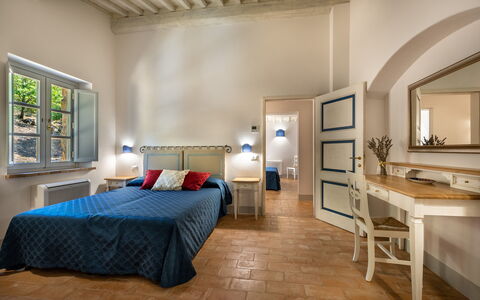 Villa Lucarella: Furniture, Wall, Interior Design, Flooring, Bedroom, Bed, Ceiling, Room, Floor, Lighting