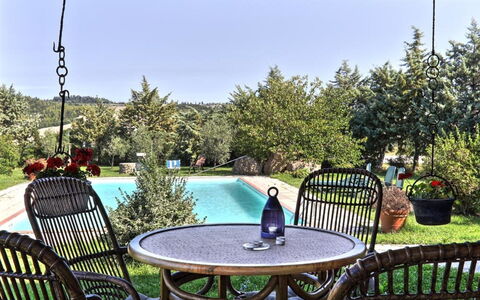 Villa Le Selvole: Plant, Water, Sky, Table, Furniture, Property, Azure, Nature, Chair, Swimming Pool