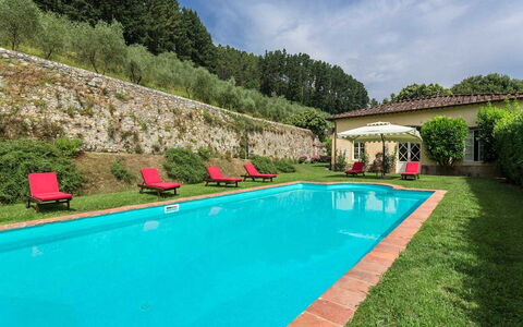 Villa Cantignano: Water, Plant, Cloud, Sky, Swimming Pool, Green, Tree, Rectangle, Chair, Natural Landscape