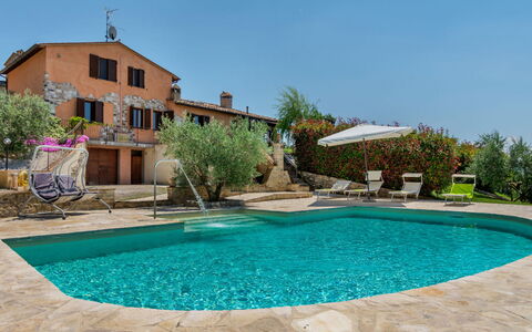 Villa Montone: Water, Sky, Plant, Property, Building, Azure, Swimming Pool, Tree, Shade, Leisure