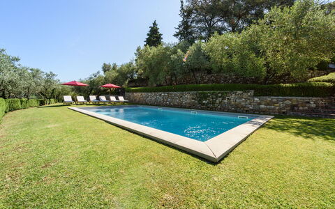 Villa Agnola: Plant, Property, Sky, Swimming Pool, Tree, Vegetation, Land Lot, Natural Landscape, Shade, Grass