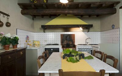 Portico Holiday Home: Table, Furniture, Property, Plant, Cabinetry, Houseplant, Chair, Kitchen, Countertop, Interior Design