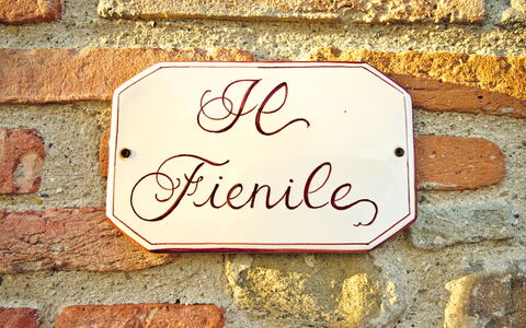 Il Fienile Holiday Home: Property, Rectangle, Wood, Yellow, Font, Brick, Material Property, Brickwork