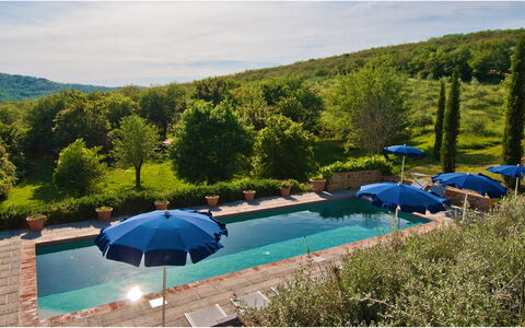 Villa Badia: Water, Sky, Cloud, Plant, Swimming Pool, Umbrella, Azure, Tree, Outdoor Furniture, Building