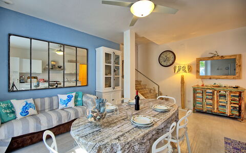 Casa Riva: Table, Property, Furniture, Picture Frame, Azure, Lighting, Interior Design, Tableware, Window, Living Room