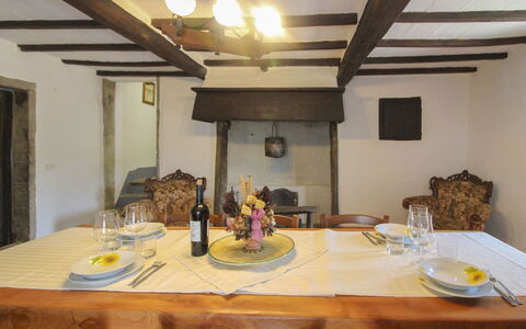La Casa nel Borgo: Furniture, Wood, Interior Design, Table, Kitchen & Dining Room Table, Flooring, Ceiling, Room, Dining Room, Floor