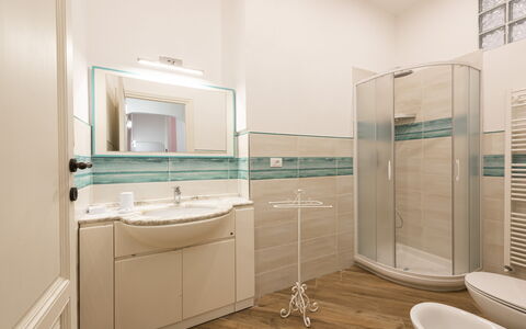 Villa Marconi: Mirror, Bathroom Cabinet, Tap, Cabinetry, Plumbing Fixture, Sink, Furniture, Building, Bathroom Sink, Bathroom