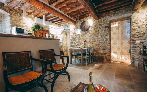 Casa San Valentino: Furniture, Property, Table, Couch, Wood, Chair, Interior Design, Floor, Flooring, Building