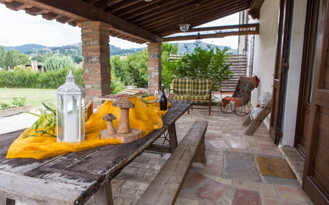 Villa Tavernacce: Plant, Building, Porch, House, Interior Design, Architecture, Tree, Flowerpot, Sky, Wood