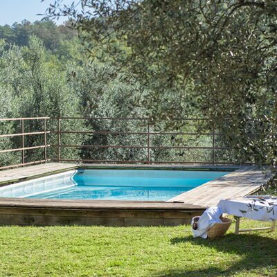 Residenza la Casuccia: Water, Plant, Swimming Pool, Shade, Leisure, Grass, Composite Material, Landscape, Wood, Rectangle