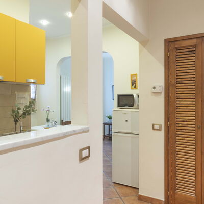 Vintage Apartment in Florence: Cabinetry, Building, Tap, Sink, Countertop, Door, Interior Design, House, Wood