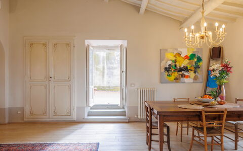 La Terrazza Sulla Valle: Building, Door, Table, Wood, Interior Design, Architecture, Window, House, Flooring, Floor