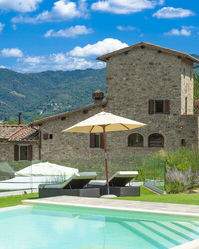 La Torre Di Panzano: Cloud, Plant, Building, Property, Sky, Water, Azure, Blue, Shade, Architecture