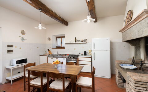 Il Mulino Di Vogognano - Subbiano, Private Pool, J: Table, Furniture, Wood, Chair, Interior Design, Kitchen, Floor, Flooring, Picture Frame, Hardwood