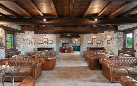 Villa Torre Delle Rose - Firenzuola, Private Pool,: Furniture, Couch, Table, Picture Frame, Wood, Building, Interior Design, Living Room, Flooring, Floor