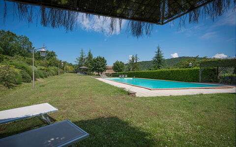Fonte Nuova - Badia Agnano, Toscana: Plant, Water, Sky, Property, Swimming Pool, Shade, Tree, Outdoor Furniture, Architecture, Rectangle