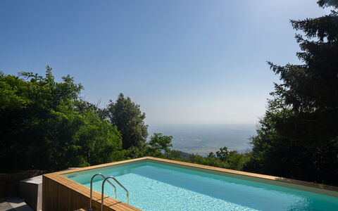 Casa Serra: Water, Sky, Plant, Azure, Swimming Pool, Building, Tree, Shade, House, Natural Landscape
