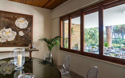 Villa La Pineta: Plant, Building, Property, Window, Flowerpot, Picture Frame, Houseplant, Interior Design, Wood, Living Room