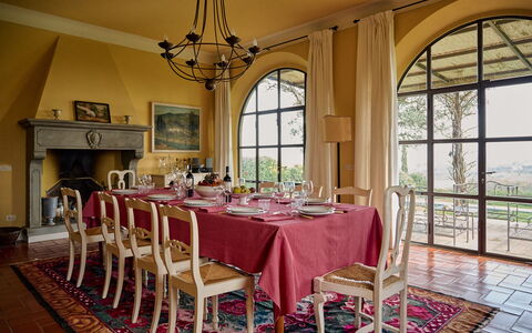 Villa Marliana: Furniture, Interior Design, Chair, Table, Dining Room, Kitchen & Dining Room Table, Wood, Flooring, Ceiling, Room