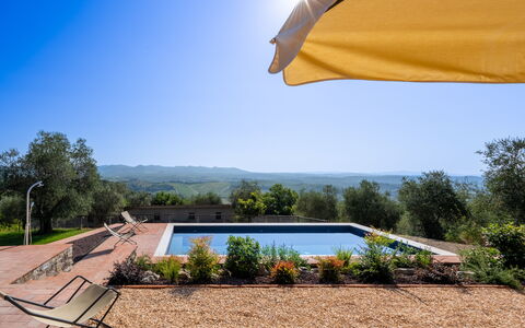 Casa Di Luca, Pool, Castelnuovo Berardenga: Swimming Pool, Landscape, Garden, Landscaping, Resort, Eco Hotel, Shade, Sunlounger, Outdoor Furniture, Estate