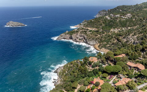 Argentarola House, Porto Santo Stefano, Seaview An: Water, Sky, Azure, Natural Landscape, Coastal And Oceanic Landforms, Terrain, Tree, Plant, Landscape, Mountain
