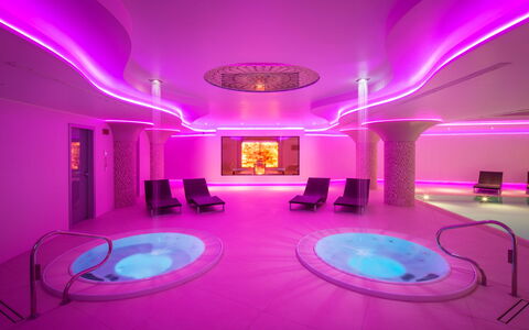 Villa Assisi: Building, Decoration, Light, Purple, Lighting, Interior Design, Architecture, Pink, Violet