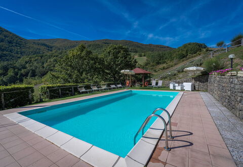 La Vecchia Fornace La Piastra Apartments - Abetone: Water, Sky, Building, Plant, Cloud, Swimming Pool, Azure, Rectangle, Tree, House
