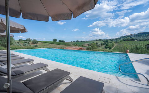 Pendolino Spereto Apartment With Pool, Montaione: Swimming Pool, Outdoor Furniture, Sunlounger, Resort, Thermae, Eco Hotel, Chair, Resort Town, Chaise Longue, Villa
