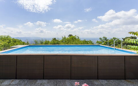 La Casa Di Elda, Holiday Home With Pool, Uzzano, T: Sky, Water, Cloud, Swimming Pool, Rectangle, Plant, Outdoor Furniture, Shade, Tree, Leisure