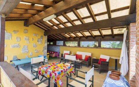 La Casa Di Elda, Holiday Home With Pool, Uzzano, T: Table, Property, Furniture, Chair, Window, Lighting, Interior Design, Wood, Architecture, Building