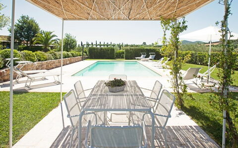 Villa Sant'andrea: Sky, Property, Plant, Swimming Pool, Shade, Interior Design, Tree, Outdoor Furniture, Chair, Building