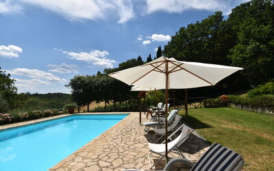Podere Le Muricce: Cloud, Water, Sky, Plant, Swimming Pool, Umbrella, Tree, Shade, Outdoor Furniture, Chair