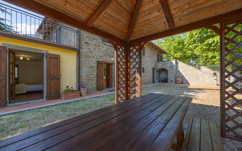 Villa Marconi: Building, Plant, Wood, Interior Design, Window, Floor, Cottage, Wood Stain, Porch, Flooring