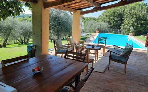 Villa San Giovanni: Table, Property, Plant, Furniture, Wood, Interior Design, Shade, Tree, Outdoor Furniture, Cottage