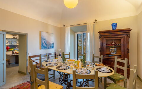 Sunset Sea View, Baratti, Populonia, Wifi, Ac: Table, Furniture, Picture Frame, Window, Interior Design, Wood, Yellow, Building, Chair, Real Estate