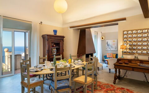 Sunset Sea View, Baratti, Populonia, Wifi, Ac: Table, Furniture, Property, Chair, Building, Wood, Lighting, Interior Design, Picture Frame, Flooring