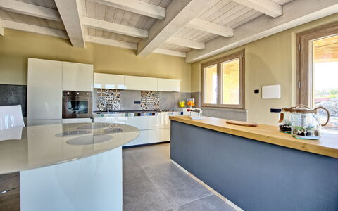 Villa Campana: Cabinetry, Window, Countertop, Building, Kitchen, Architecture, Flooring, Floor, Wood