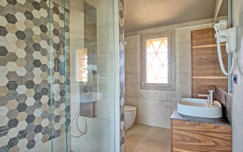 Villa Campana: Plumbing Fixture, Tap, Bathroom Cabinet, Sink, Window, Bathroom, Textile, Wood, Interior Design, Floor
