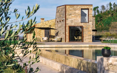 Villa Velari In Volterra With Private Pool, Ac: Sky, Plant, Property, Water, Cloud, Building, Tree, Landscape, Residential Area, Facade